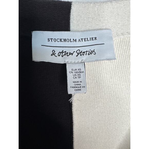 & Other Stories Stockholm Atelier Colorblock Wrap black & cream Cardigan XS - Picture 12 of 15